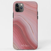 Coques Case-Mate iPhone Motif rose Gold et Rose Agate avec nom (Dos)