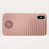 Coques Case-Mate iPhone Motif Rose monogramme à rayures or avec initiale (Dos (Horizontal))
