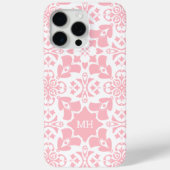 Coques Case-Mate iPhone Motif rose monogramme avec initiales blanches (Verso)