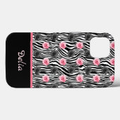 Coques Case-Mate iPhone Motif Rose rose et gris minuscule sur les perles n (Verso (horizontal))