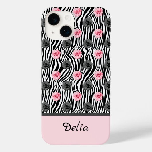 Coques Case-Mate iPhone Motif Rose rose et gris minuscule sur les perles n (Verso)