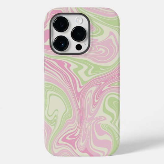 Coques Case-Mate iPhone Motif rose vert à bille liquide (Verso)