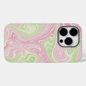 Coques Case-Mate iPhone Motif rose vert à bille liquide (Verso (horizontal))
