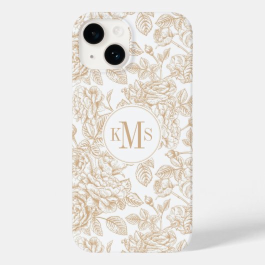 Coques Case-Mate iPhone Motif Rose Vintage beige (Verso)