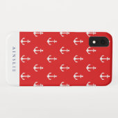Coques Case-Mate iPhone Motif rouge côtier chic d'Ancre (Dos (Horizontal))