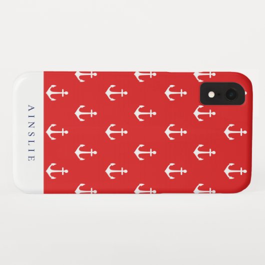 Coques Case-Mate iPhone Motif rouge côtier chic d'Ancre (Dos (Horizontal))