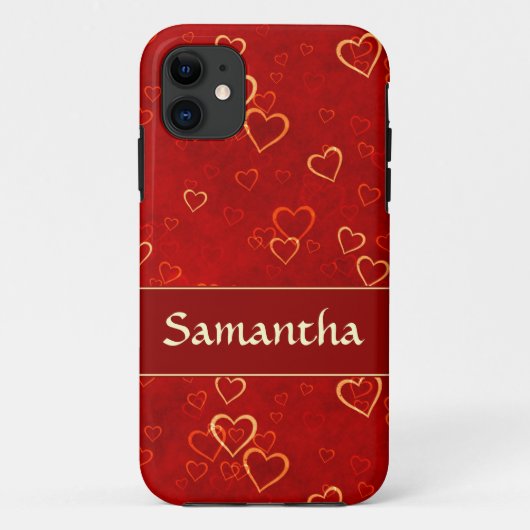 Coques Case-Mate iPhone motif rouge de coeurs (Dos)