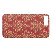 Coques Case-Mate iPhone Motif rouge de damassé d'or métallique (Dos (Horizontal))