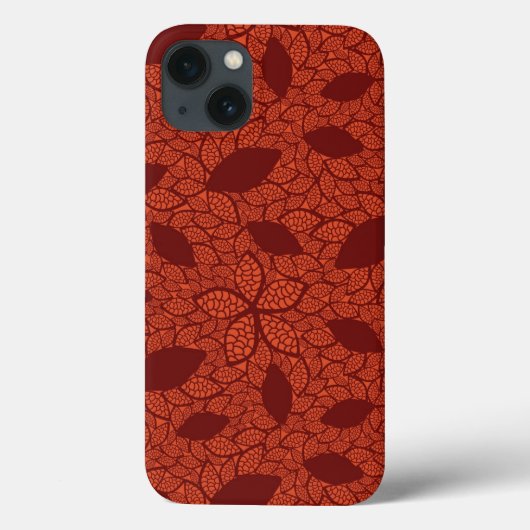 Coques Case-Mate iPhone Motif rouge de feuille sur l'orange (Verso)