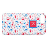 Coques Case-Mate iPhone Motif rouge et bleu | Monogramme (Dos (Horizontal))