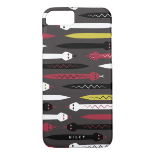Coque Case-Mate Pour iPhone Motif rouge et noir de serpent - nom fait sur