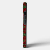 Coques Case-Mate iPhone Motif rouge et vert Faux Velvet avec initial (Verso / Gauche)