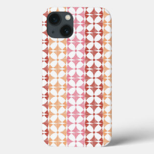 Etui iPhone 13 Motif rouge géométrique de rayures d'ikat