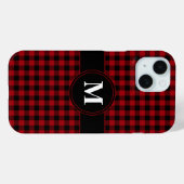 Coques Case-Mate iPhone Motif rouge Monogramme moderne (Verso (horizontal))