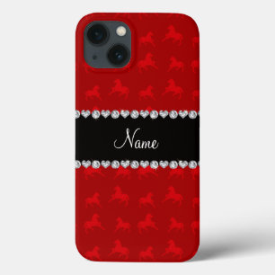 iPhone 13 Case Motif rouge nommé personnalisé de cheval