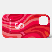 Coques Case-Mate iPhone Motif rouge rose monogramme (Verso (horizontal))
