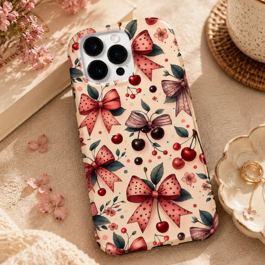Coques Case-Mate iPhone motif ruban et cerise 