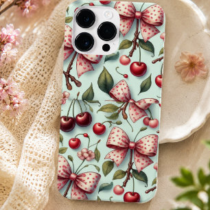 Coque Pour Pour iPhone 14 Pro Max motif ruban et cerise