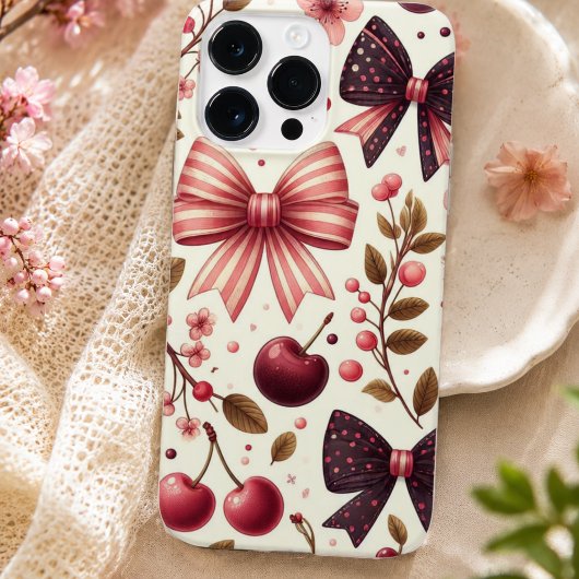 Coques Case-Mate iPhone motif ruban et cerise