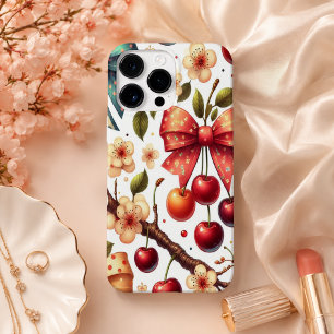 Coque Pour Pour iPhone 14 Pro Max motif ruban et cerise