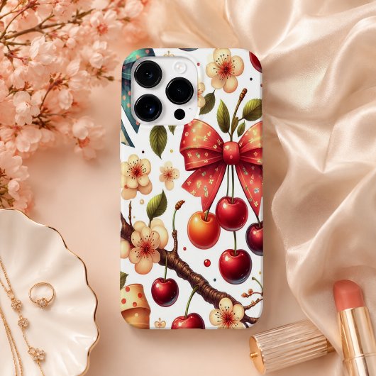 Coques Case-Mate iPhone motif ruban et cerise