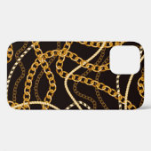 Coques Case-Mate iPhone Motif sans couture avec chaînes dorées.  (Verso (horizontal))