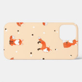 Coques Case-Mate iPhone Motif sans couture avec de mignons renards aquarel (Verso (horizontal))