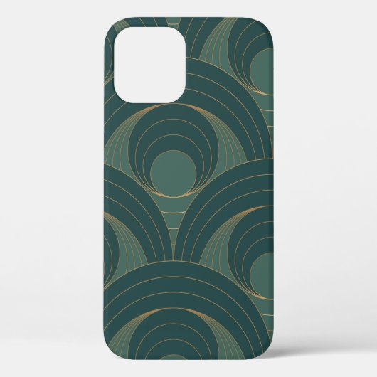 Coques Case-Mate iPhone Motif sans couture avec des cercles dorés et verts (Verso)