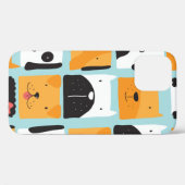 Coques Case-Mate iPhone Motif sans couture avec des chiens mignons. (Verso (horizontal))