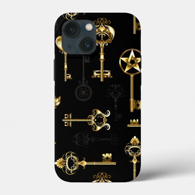 Coques Case-Mate iPhone Motif sans couture avec des clés dorées (Verso)