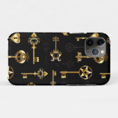 Coques Case-Mate iPhone Motif sans couture avec des clés dorées (Dos (Horizontal))