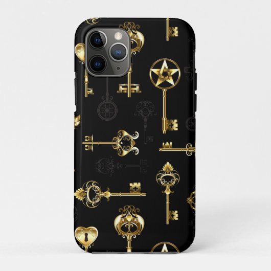Coques Case-Mate iPhone Motif sans couture avec des clés dorées (Dos)