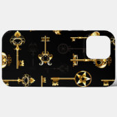 Coques Case-Mate iPhone Motif sans couture avec des clés dorées (Verso (horizontal))