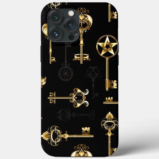 Coques Case-Mate iPhone Motif sans couture avec des clés dorées (Verso)