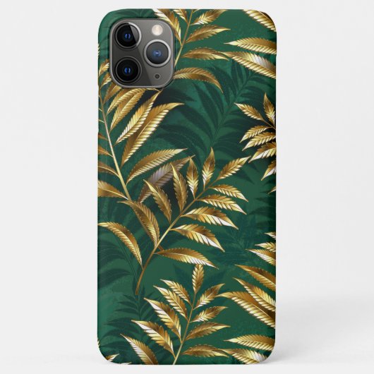 Coques Case-Mate iPhone Motif sans couture avec des fougères dorées (Dos)
