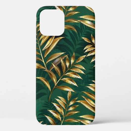 Coques Case-Mate iPhone Motif sans couture avec des fougères dorées (Verso)