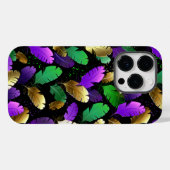 Coques Case-Mate iPhone Motif sans couture avec des plumes de Mardi Gras (Verso (horizontal))