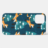 Coques Case-Mate iPhone Motif sans couture avec différents mignons renards (Verso (horizontal))