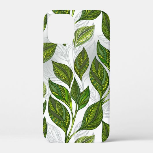 Coques Case-Mate iPhone Motif sans couture avec Feuilles de thé vert (Verso)