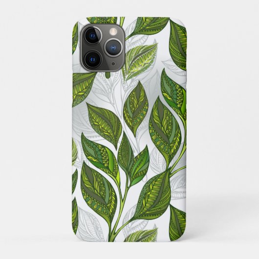 Coques Case-Mate iPhone Motif sans couture avec Feuilles de thé vert (Dos)