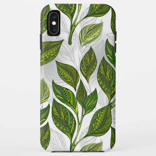 Coques Case-Mate iPhone Motif sans couture avec Feuilles de thé vert (Dos)