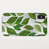 Coques Case-Mate iPhone Motif sans couture avec Feuilles de thé vert (Dos (Horizontal))