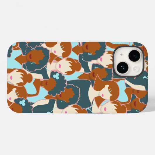 Coques Case-Mate iPhone Motif sans couture avec filles noires et blanches (Verso (horizontal))