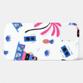 Coques Case-Mate iPhone Motif sans couture avec joyeux dj palmiers pineapp (Verso (horizontal))