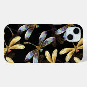 Coques Case-Mate iPhone Motif sans couture avec libellules d'or (Verso (horizontal))