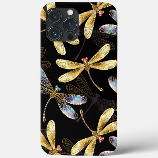 Coques Case-Mate iPhone Motif sans couture avec libellules d'or (Verso)