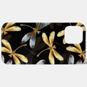 Coques Case-Mate iPhone Motif sans couture avec libellules d'or (Verso (horizontal))