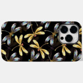 Coques Case-Mate iPhone Motif sans couture avec libellules d'or (Verso (horizontal))