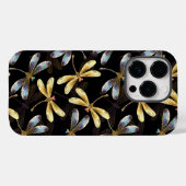 Coques Case-Mate iPhone Motif sans couture avec libellules d'or (Verso (horizontal))