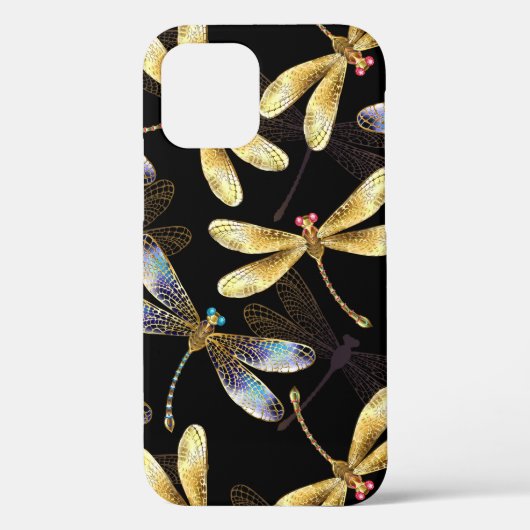 Coques Case-Mate iPhone Motif sans couture avec libellules d'or (Verso)